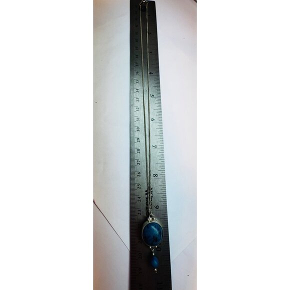 Sterling Silver 925 Lapis Lazuli Pendant Necklace, 18”, 8.49g, Elegant Design - Picture 9 of 11